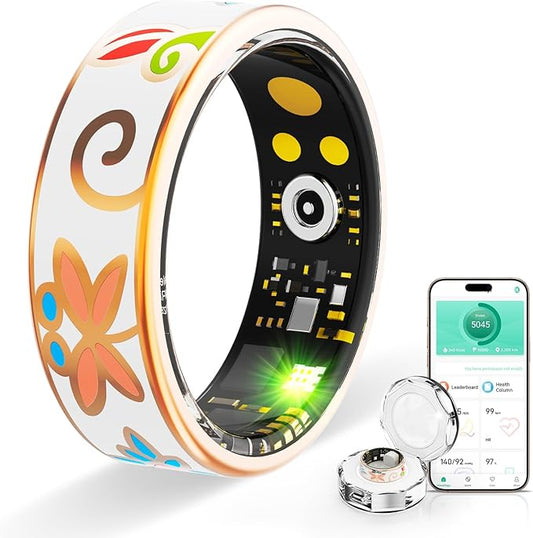 Smart Ring Health Tracker, for men and women, equipped with heart rate monitor, sleep tracker, 8 exercise modes, step counter, 5-7 days battery life, no subscription fee, IP68 waterproof R18 (6)