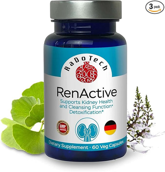 RenActive Kidney Detox Cleanse, Health Supplement for All-Natural Kidney Cleanse, Gut Health and Overall Wellness, 60 Veg Capsules, GMP, (Pack of 3)