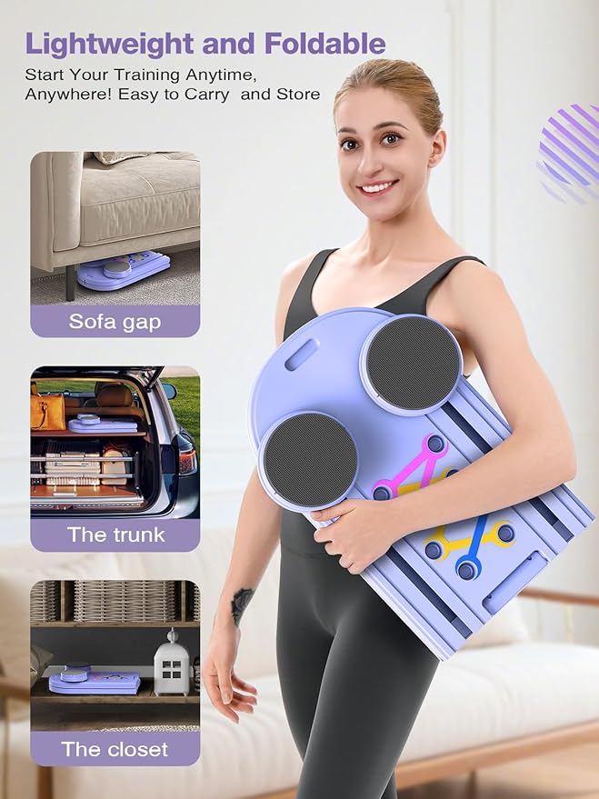 Foldable Pilates Board for Home Workout - Portable Pilates Reformer Machine for Women - 7 in 1 Multifunctional Pilates Reformer Set with Timer for Core Trainer Equipment