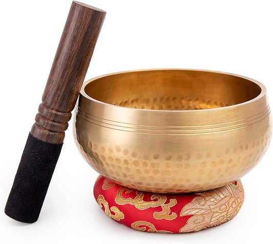 Tibetan Singing Bowl Set - Easy To Play for Beginners - Authentic Handcrafted Mindfulness Meditation Holistic Sound 7 Chakra Healing Gift by Himalayan Bazaar (5")