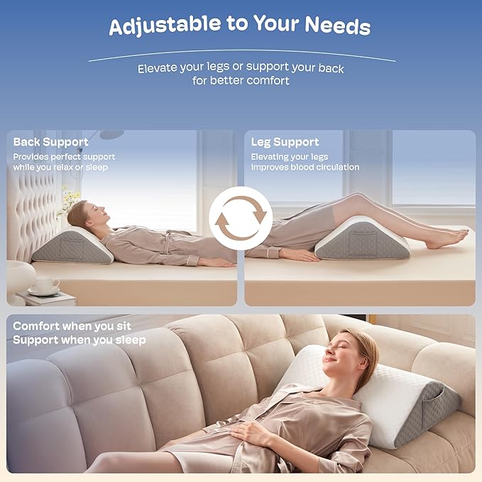 Leg Elevation Pillows for After Surgery Knee Wedge Pillow for Back Pain Relief Sleeping, Leg Wedges for Elevation Swelling Blood Circulation Leg Pillow for Back Hip Knee Ankle Leg Discomfort