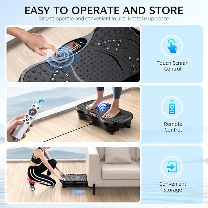 Vibration Plate Exercise Machine, Lymphatic Drainage Machine for Weight Loss, Lymphatic Drainage & Muscle Recovery, Multiple Speeds with Bluetooth & Remote, Max User Weight 330lbs (PureBlack)