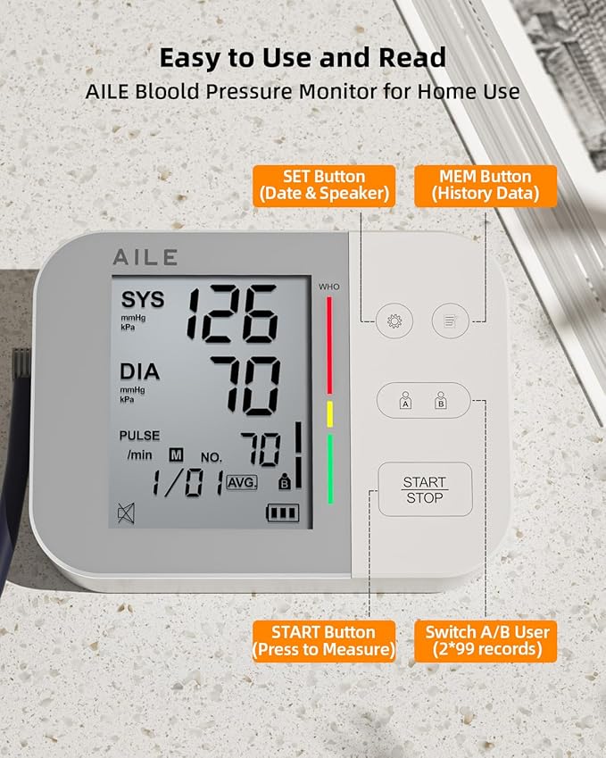 AILE Blood Pressure Monitor for Home Use, 111 Blood Pressure Machine - Blood Pressure Cuff (8.7-16.5") - Voice Broadcast - Accurate and Reliable Upper Arm BP Monitor