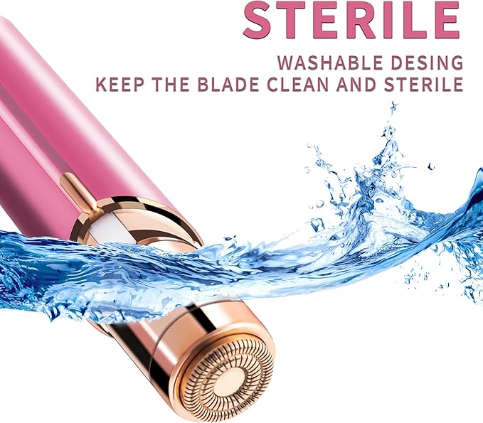 Facial Hair Remover for Women- as Seen on TV Painless Face Shaver -Mini Hair Remover, Electric Razor Shaver Portable Bikini Epilator for Lips, Chin, Armpit, Peach Fuzz, Fingers, Neck, Cheek (Rose red)