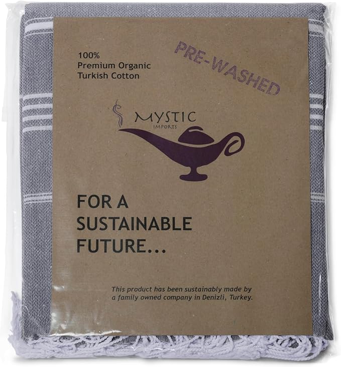 Turkish Beach Towel 100% Organic Cotton Extra Large Oversized (39 x 71 Inches) Quick Dry Sand Free Light Weight Prewashed for Bath Beach Gym Yoga Travel Towel Blanket (Slate Grey)