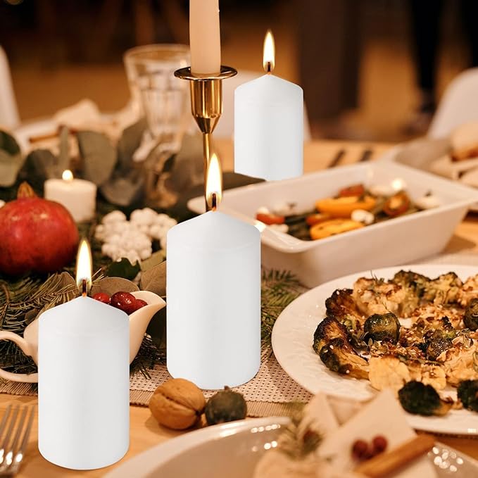 2"x4" High White Pillar Candles, Set of 20 Unscented. Bulk Buy. Ideal for Halloween, Wedding, Emergency Lanterns, Household, Wedding and Home Décor Candlesticks