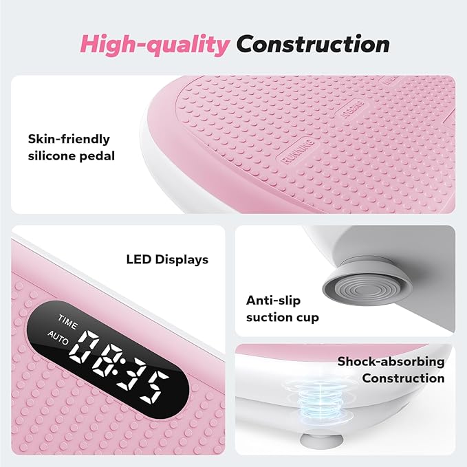 MERACH Vibration Plate Exercise Machine, Vibration Plate 440 Lbs Capacity, Bluetooth and Silicone Pedal, Stimulate Deep Fat, Vibration Plate for Lymphatic Drainage, Vibrating for Weight Loss