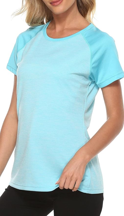 MoFiz Women's Short Sleeve UPF 50+ Sun Protection Sports T-Shirt Quick Dry Running Workout Athletic Tee Top