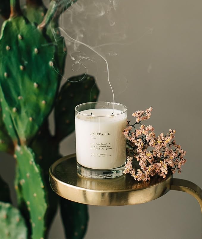 Brooklyn Candle Studio Santa Fe Classic 2 Wick Candle - Luxury Scented Candle, Vegan Soy Wax, Hand Poured in The USA, 70 Hour Slow Burn Time - 13oz