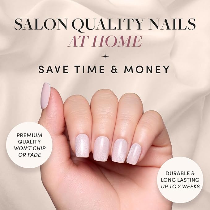 Glamnetic Press On Nails - Pinky Promise | Glossy, Velvet, Short Squoval Nails, Salon Quality | 15 Sizes - 30 Nail Kit with Glue