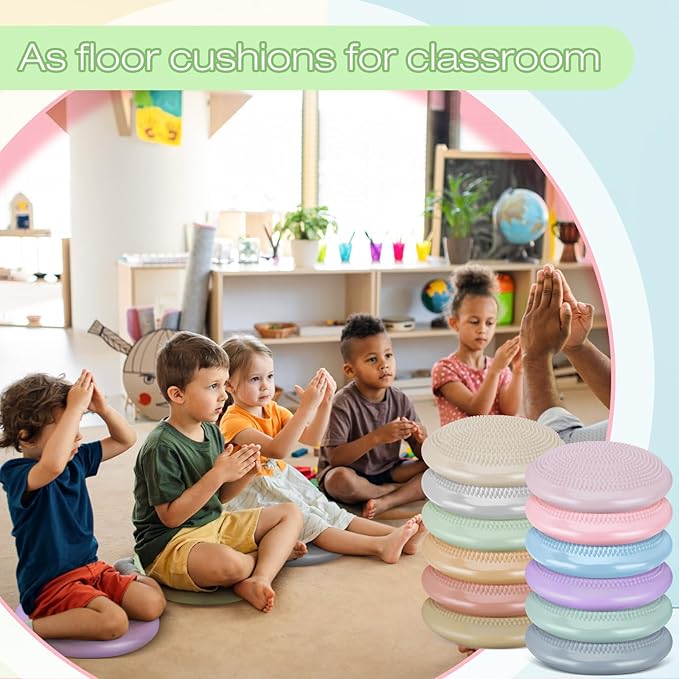 Amylove 13 Pcs Wiggle Seat Inflated Wobble Cushion for Sensory Kid 13 Inch Balance Disc Kids Flexible Seating Exercise Sensory Pad Chair Cushion for Classroom Office School