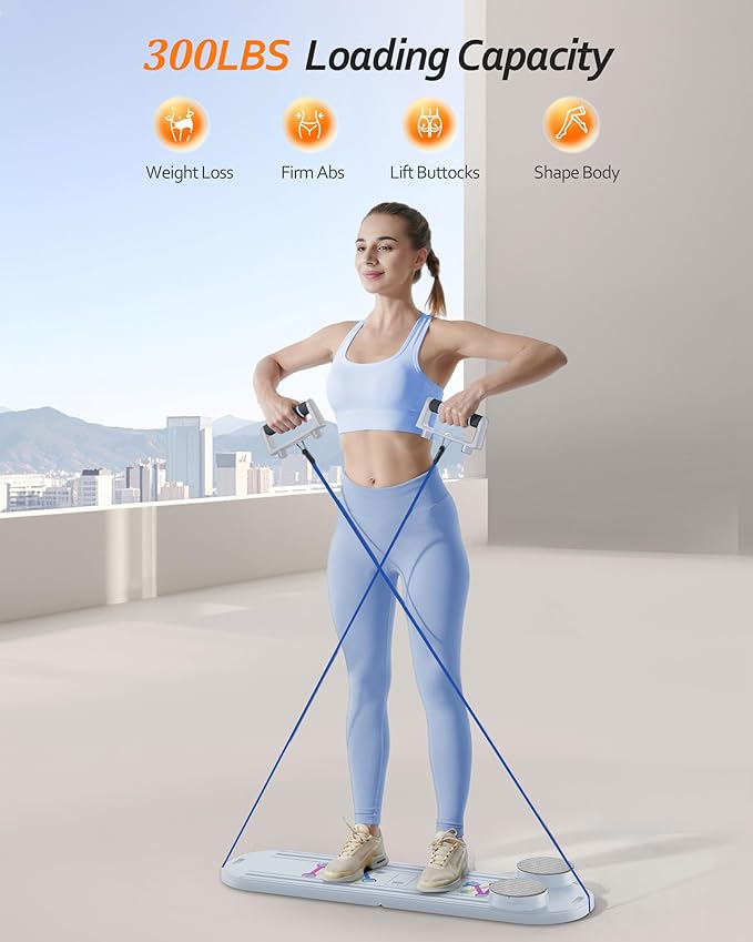 Pilates Board Pilates Reformer Set - Pilates Board for Home Workout, Multifunctional Pilates Board for Core, Glutes, Balance Training, Non-Slip Design with Cushioned Pads, Portable Pilates Board