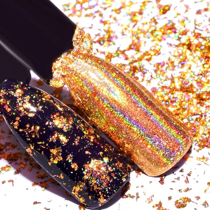 Nail Art Chameleon Glitters Sequins Chunky Iridescent Holographic Flakes Confetti Iridescent Powder for Nail DIY Craft 2 Boxes