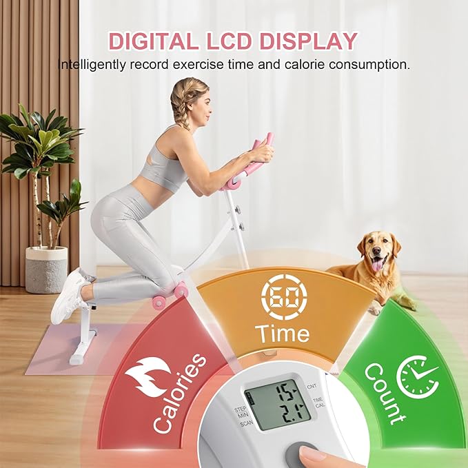 Home Gym Systems Ab Machine, Ab Workout Equipment, Adjustable Ab Trainer Machine for Abs Workout at Home Gym, Foldable, Knee Protection, Abdominal Trainer for Stomach