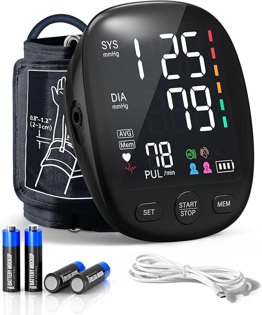 Upper Arm Blood Pressure Monitor for Home Use, FDA-Cleared, Electronic BP Machine with Dual User 240 Memory Sets, 4.7” Large LCD, Extended Cuff 8.66-16.54 in (22-42 cm), Dual Power USB/AAA Batteries