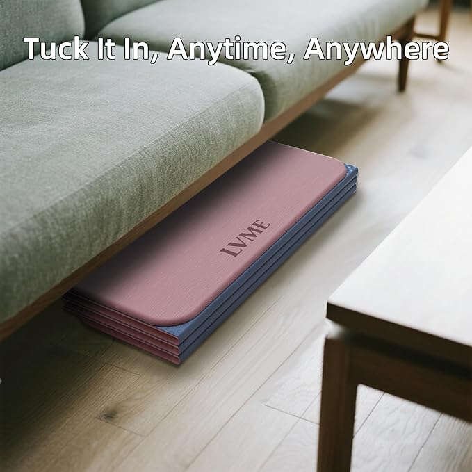 Foldable Yoga Mat, 0.32 inches Thick, SGS Certified, Non Slip, 71 x 24 inches, Foldable for Travel, Pilates, Camping, Environmental Sports Mat, Odorless TPE Material