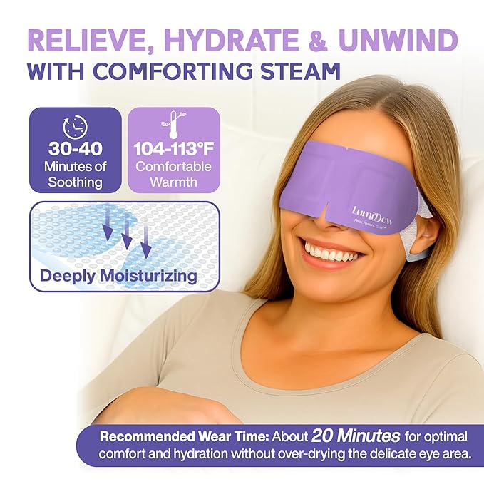 Steam Eye Mask, Self Heating Heated Eye Mask for Sleep, Warm Compress for Eyes, Moist Heat for Dry Eye Relief, Stye Eye Treatment, Spa, Travel Essentials & Relaxation Gifts, Unscented 16 Pack