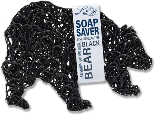 Soap Savers for Bar Soap/ShampooConditioner Bars, Made in USA by Luxiny | Lifts Bars in Soap Dishes & Shower Soap Holders | Handmade Soap Lasts Longer | Bars Dry Between uses (Black Bear)