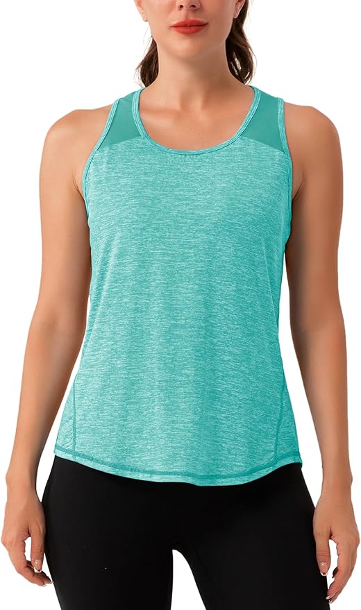 Aeuui Womens Workout Tops Sleeveless Racerback Tank Tops Mesh Yoga Athletic Running Shirts Gym Clothes for Women