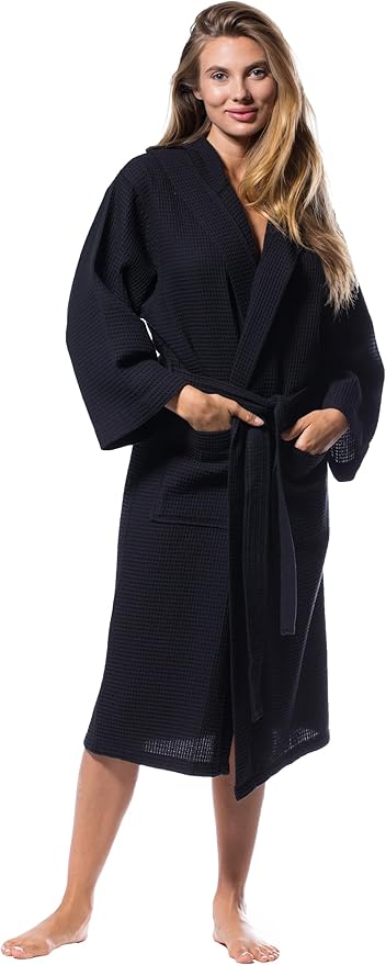 Turquaz Lightweight Full-Length Robes For Women Waffle Kimono Bathrobe - Soft, Fast-Drying, Long-Lasting Cotton Blend Unisex
