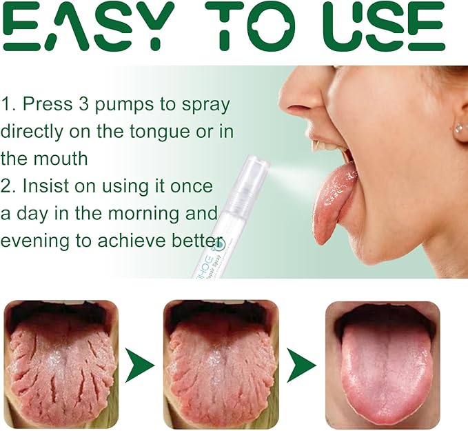 Tongue Repair Spray, Oral Care Mist with Mint Extract, Castor Oil, Lemon Extract for Dry Mouth, Fresh Breath, pH Balance