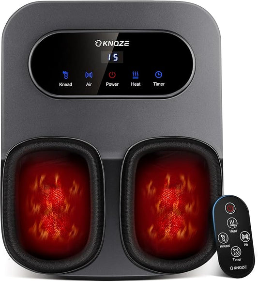 KNQZE Foot Massager with Heat and Remote, Shiatsu Deep Kneading Feet Massager for Plantar Fasciitis & Neuropathy, Foot Warmer, Gifts for Mom Women Men Dad, Fits Up to Men Size 12(Gray)