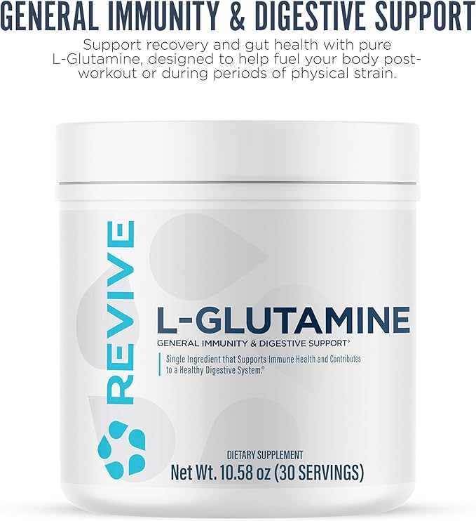 Revive Gut L-Glutamine Powder MD - Muscle Recovery & Immune System Booster for Adults - Promotes Digestive Health & Reduces Muscle Soreness - Immunity & Digestion Vegan Pure L Glutamine Supplement