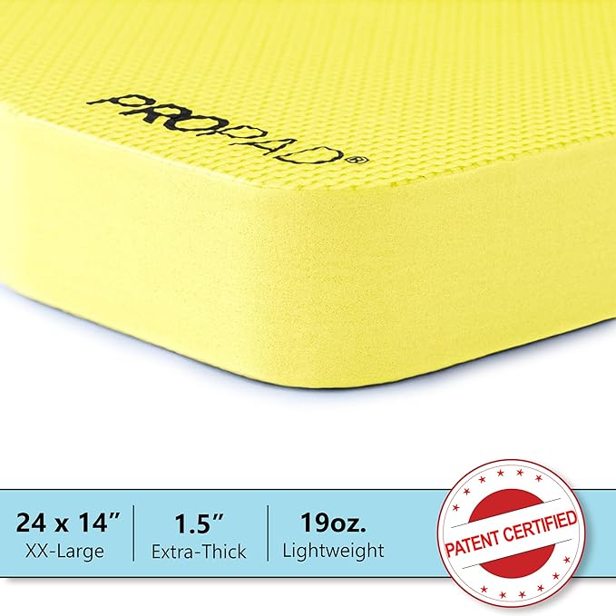 Thick Kneeling Pad, Garden Kneeler for Gardening, Bath Kneeler for Baby Bath, Kneeling Mat for Exercise & Yoga, Knee Pad for Work, Floor Foam Pad, 2X Large (XXL) 24 x 14 x 1.5 Inches, Yellow