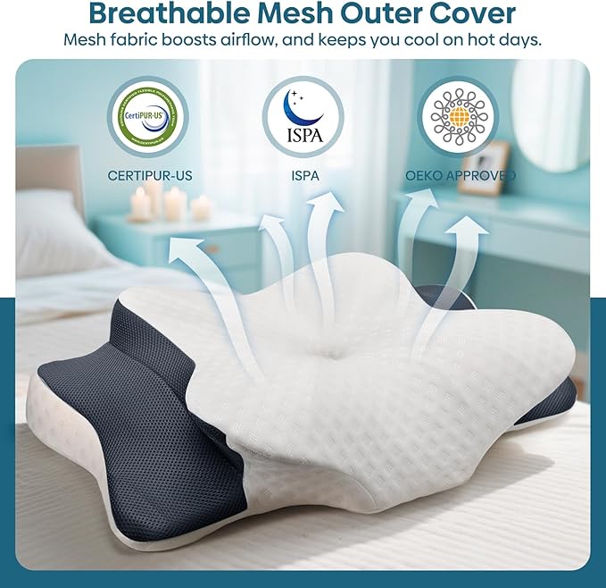 Cervical Pillow for Neck & Shoulder Pain Relief Sleeping - Ergonomic Contour Pillows - Memory Foam Pillow for Side, Back & Stomach Sleepers