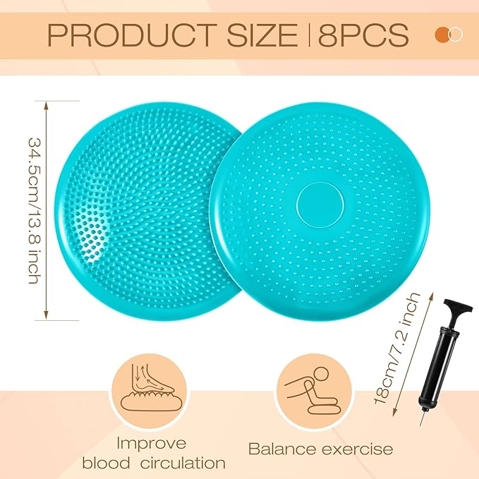 Amylove 6 Pcs Wiggle Seat Inflated Wobble Cushion for Sensory Kid 13 Inch Balance Disc Kids Flexible Seating Exercise Sensory Pad Chair Cushion for Classroom Office School
