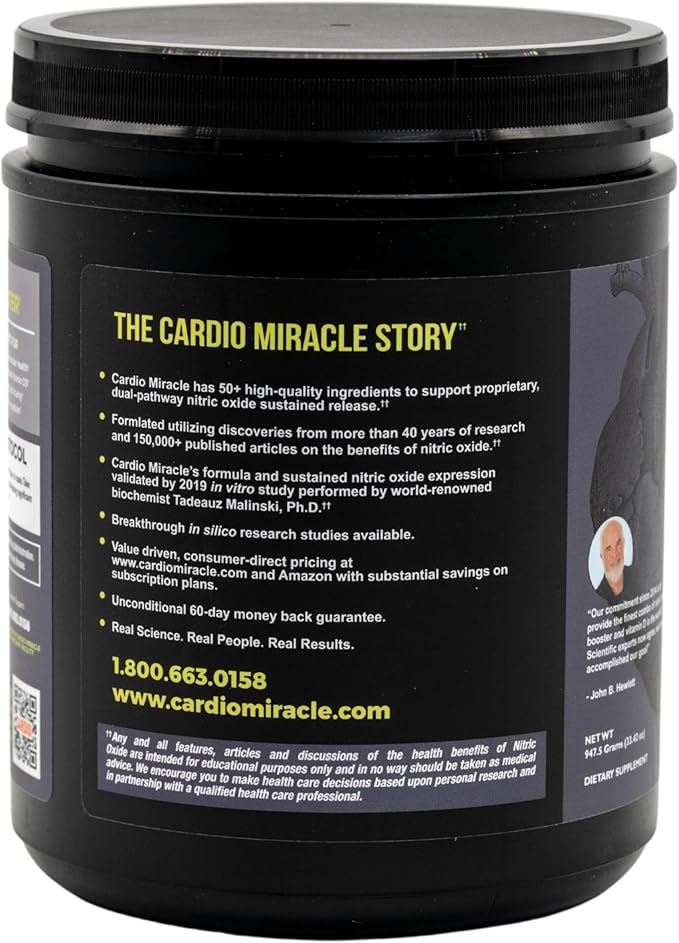 Cardio Miracle Nitric Oxide Supplement with Super Beets 90 Servings - Beet Root Powder with L-Arginine to Support Circulation, Blood Flow, Energy, Endurance, Stamina & Heart Health for Men and Women