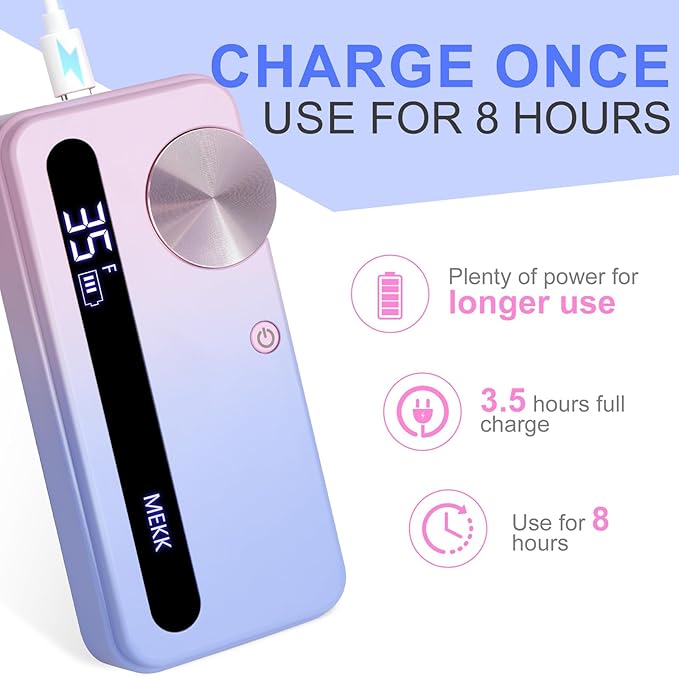 MEKK Nail Filer Electric Nail File,35000RPM Electric Nail Drill Kit with 12PCS Bits,Professional Anti-Shaking Cordless Nail Drill for Acrylic Nails,Home & Salon-Pink