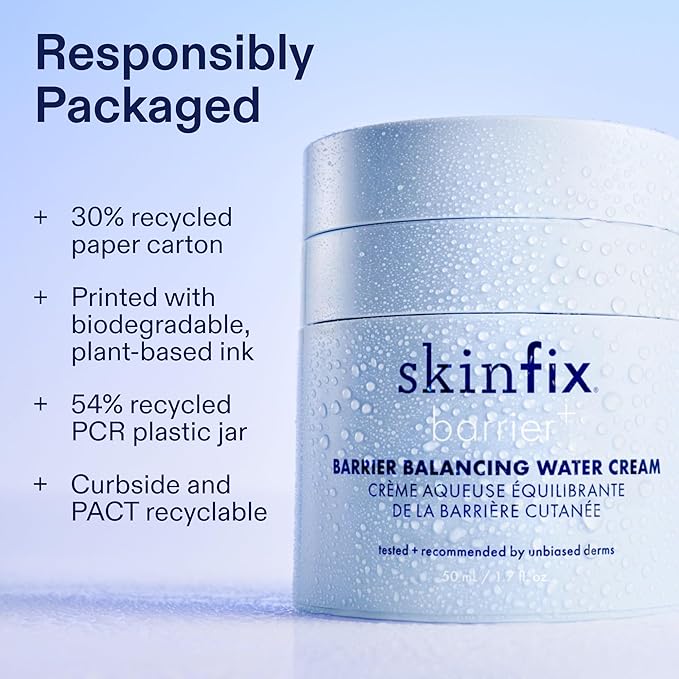 Skinfix Barrier Balancing Water Cream - 1.7 oz - Weightless Moisturizer with Hyaluronic Acid & Niacinamide - Combo + Oily Skin - Acne-Safe, Non-Comedogenic, Fragrance Free, Vegan, Cruelty Free