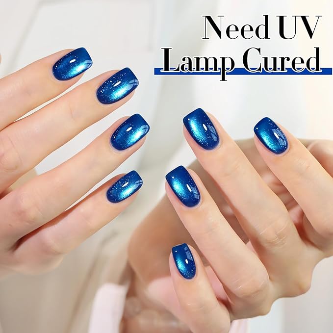 Double Rhythm 0.5 OZ Cat Eye Gel Polish with Magnet 15ML Holographic Glitter Shimmer Translucent Jelly Color Magnetic Nail Polish Salon DIY at Home (MC1078)