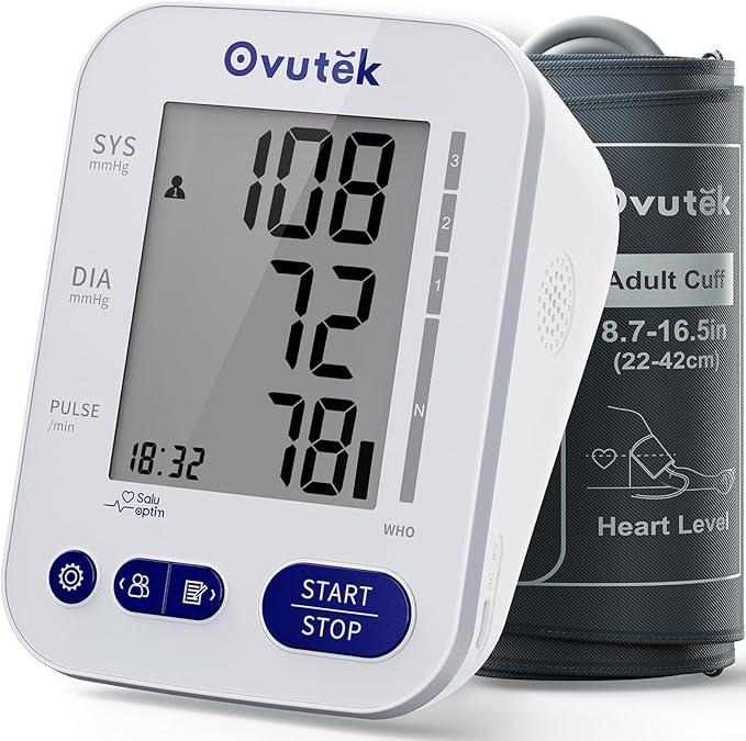 Ovutek Blood Pressure Monitors for Home Use: Large BP Cuff with 240 Memories for 2 Users, Upper Arm Blood Pressure Machine, Accurate BP Monitor with Batteries Type-C Cable