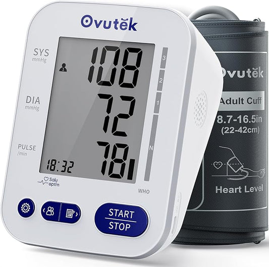 Ovutek Blood Pressure Monitors for Home Use: Large BP Cuff with 240 Memories for 2 Users, Upper Arm Blood Pressure Machine, Accurate BP Monitor with Batteries Type-C Cable