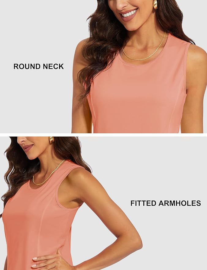 MAGCOMSEN Women's Sleeveless Workout Shirts UPF 80+ Dry Fit Running Wicking Tank Tops Athletic Gym Summer