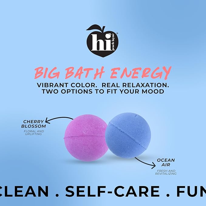 Hi Peach Layne Ocean Air Bath Bombs 12-Pack (3.5 oz Each) – Vegan, Clean Beauty Spa Gifts for Women & Kids, Fun Fizzing Bath Bombs for Girls