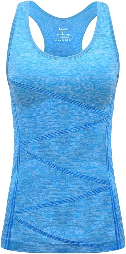 Disbest Yoga Tank Top, Women's Performance Stretchy Quick Dry Sports Workout Running Top Vest with Removable Pads
