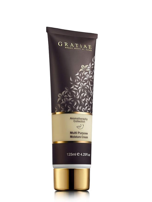 Gratiae Organic Moisture Cream Vanilla Aromatheraphy Collection Multi Purpose Perfect Skin, Anti Aging treatment for face and body, light, non sticky 4.25 Oz