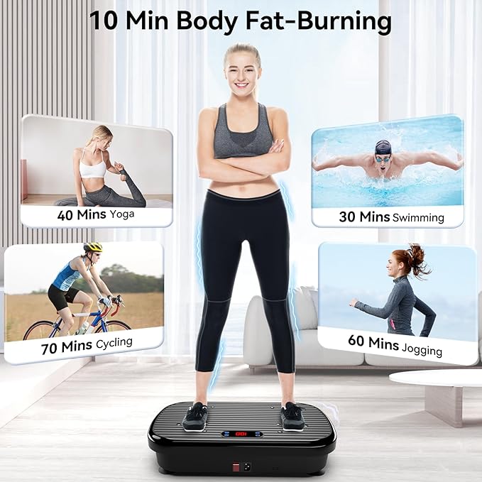 Vibration Plate Exercise Machine for Lymphatic Drainage,180 Adjustable Speeds Whole Body Workout Vibrating Platform Helps Weight Loss, Shaping, Max Weight 400LBS for Women Men