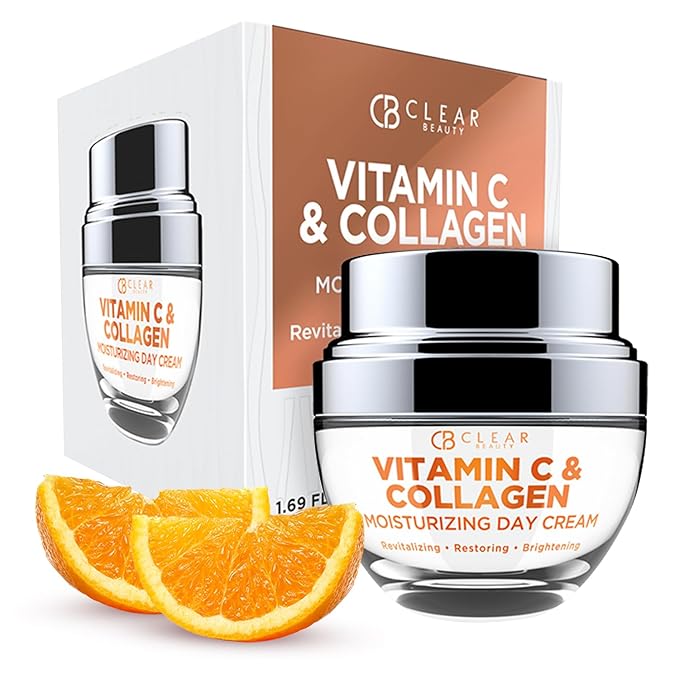 Clear Beauty Vitamin C & Collagen Daily Face Moisturizer - Dermatologist Tested, Moisturizing & Firming, Anti-Aging, Cruelty-Free Korean Skincare, All Skin Types - 1.69 oz