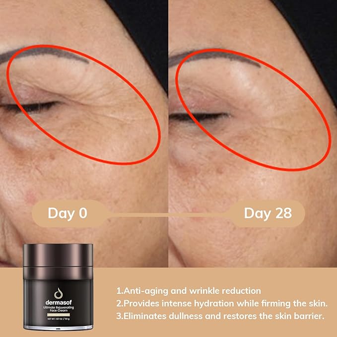 Dermasof Ultimate Rejuvenating Moisturizer Face Cream with Hyaluronic Acid & Bakuchiol, Anti Aging, Anti Wrinkle, Antioxidant, Anti Glycation,Firming and Elasticity, Barrier Repair, 1.67 Fl Oz