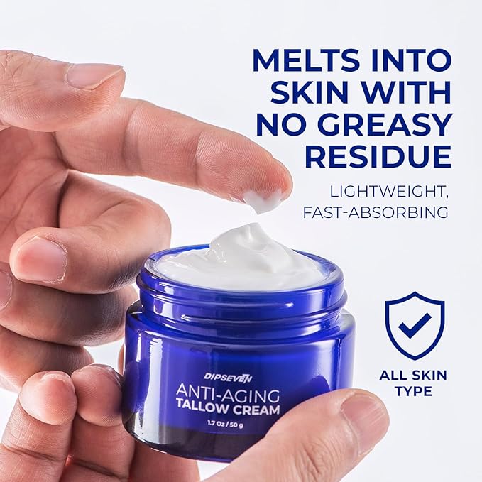 6 in 1 Face Cream with Beef Tallow: 6 in 1 Mens Face Moisturizer, Mens Face Tallow Cream Anti Aging - Eye Bags Treatment & Wrinkle Cream for Men 1.7 oz