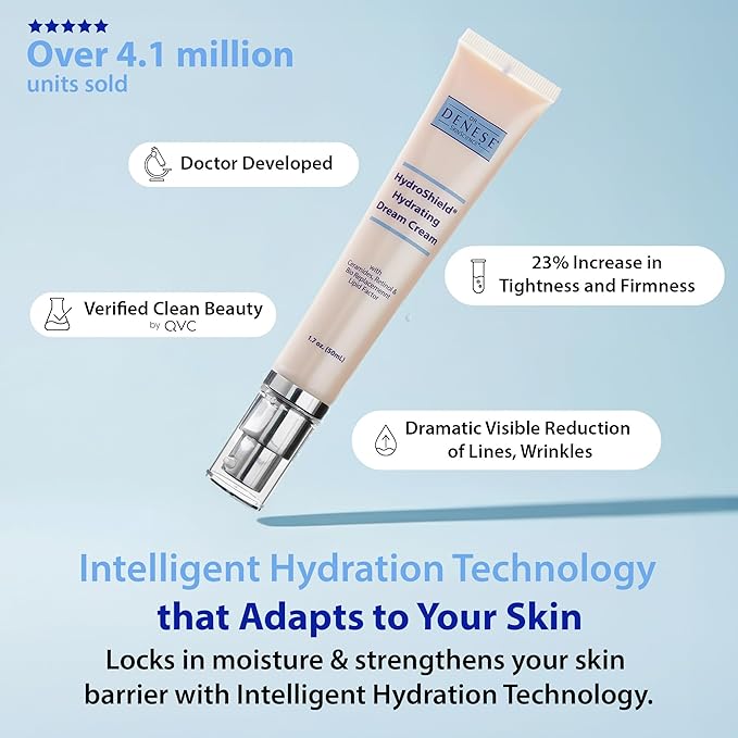 Dr. Denese HydroShield Dream Cream 1.7 oz – Advanced Moisturizer with Ceramides, Retinol and Peptides for Smooth Radiant Skin, Improved Elasticity and Deep Hydration – Doctor Developed, Cruelty Free