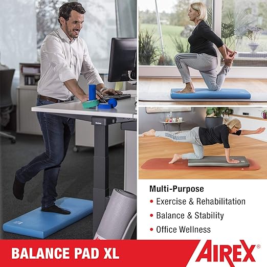 Airex Balance Pad Foam Board Stability Cushion Exercise Trainer for Balance, Stretching, Physical Therapy, Mobility, Rehabilitation and Core Strength Training 16 x 40 x 2.5, Blue