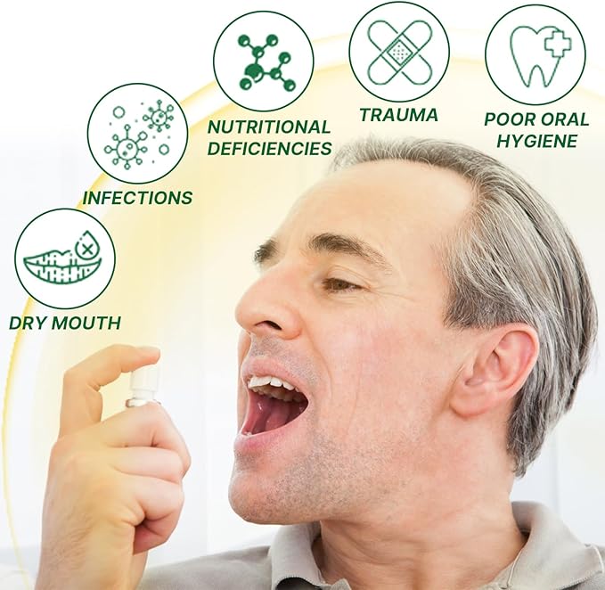 Tongue Repair Spray, Oral Care Mist with Mint Extract, Castor Oil, Lemon Extract for Dry Mouth, Fresh Breath, pH Balance