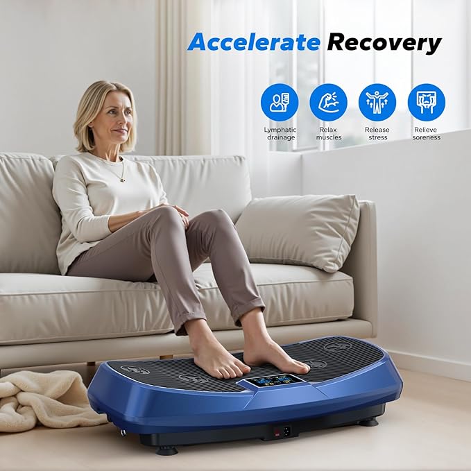 MERACH Vibration Plate Exercise Machine, 3D & 4D Vibration Plate for Lymphatic Drainage Weight Loss with 2 Tension Ropes, Whole Body Vibration Platform for Women Men, Exercise Equipment for Home