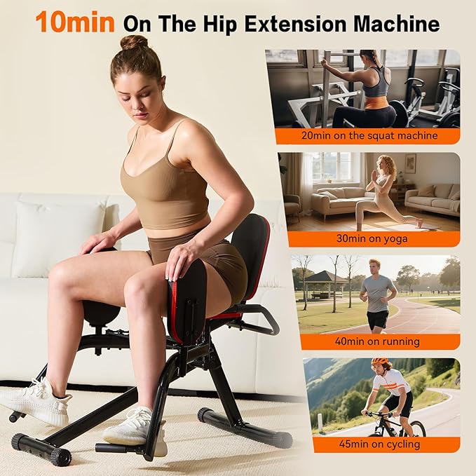 ERGOLIFE 6 Resistances Hip Abduction Machine for Home Office Inner Thigh Exercise Equipment Glute Training Machine for Sedentary/Postpartum Recovery