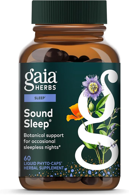 Gaia Herbs Sound Sleep - Natural Sleep Support to Promote Calm & Relaxation - with Valerian Root, Passionflower & More - 60 Vegan Liquid Phyto-Capsules (20-Day Supply)